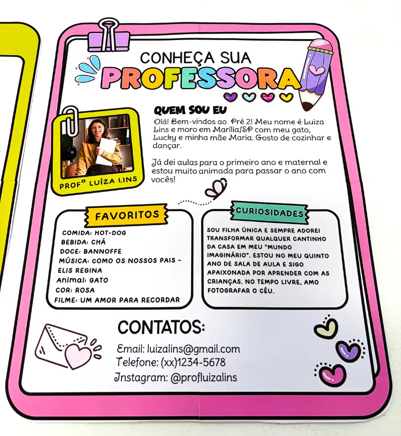 Cartaz de Apresentação do Professor Editável para Acolhimento — amostra 6: Apresente-se às famílias com um cartaz editável…