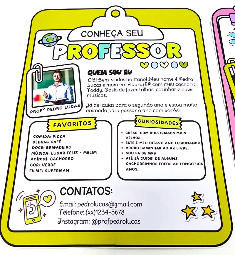 Cartaz de Apresentação do Professor Editável para Acolhimento — amostra 7: Apresente-se às famílias com um cartaz editável…
