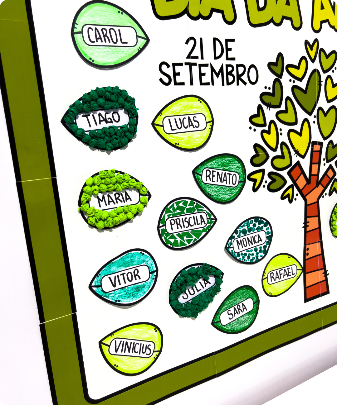 Cartaz de árvore para imprimir — atividade colaborativa — amostra 1: Uma árvore construída com a participação da turma