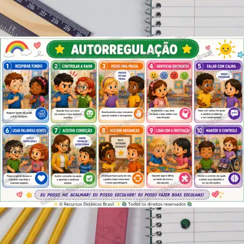 Cartaz de Autorregulação para Imprimir: Emoções e Equilíbrio — capa do material