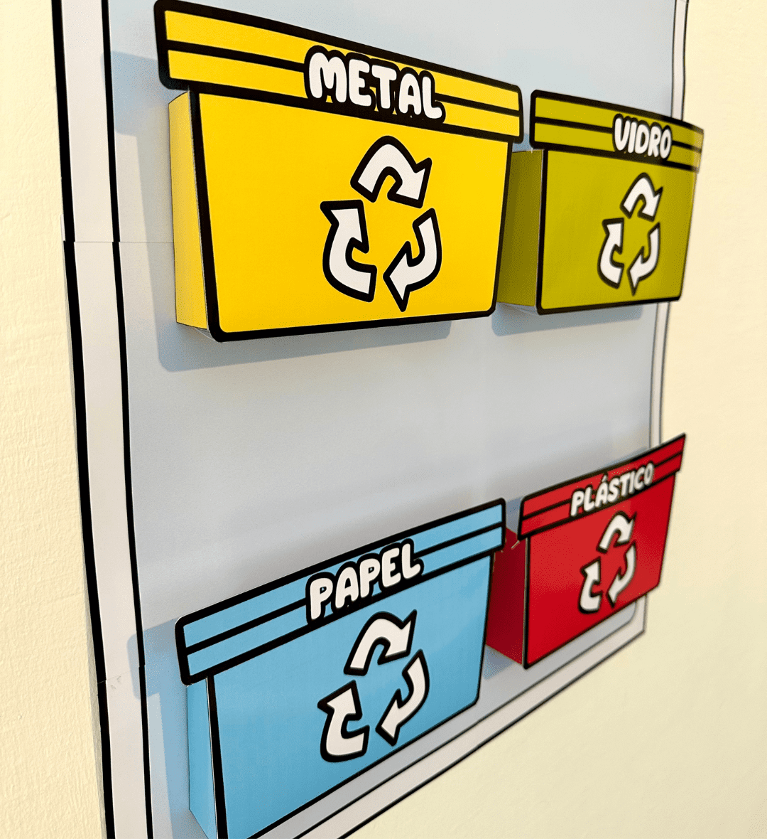 Cartaz de Coleta Seletiva para Educação Infantil e Anos Iniciais — amostra 5: Trabalhe a separação de materiais e o cuidado…