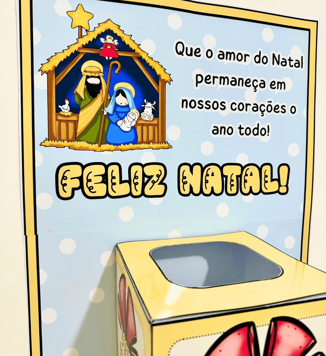 Cartaz de Natal com Caixa e Cartões em PDF para Imprimir — amostra 3: Como usar em sala de aula