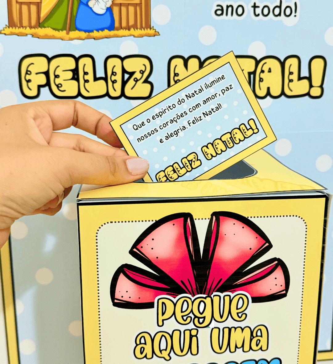 Cartaz de Natal com Caixa e Cartões em PDF para Imprimir — capa do material