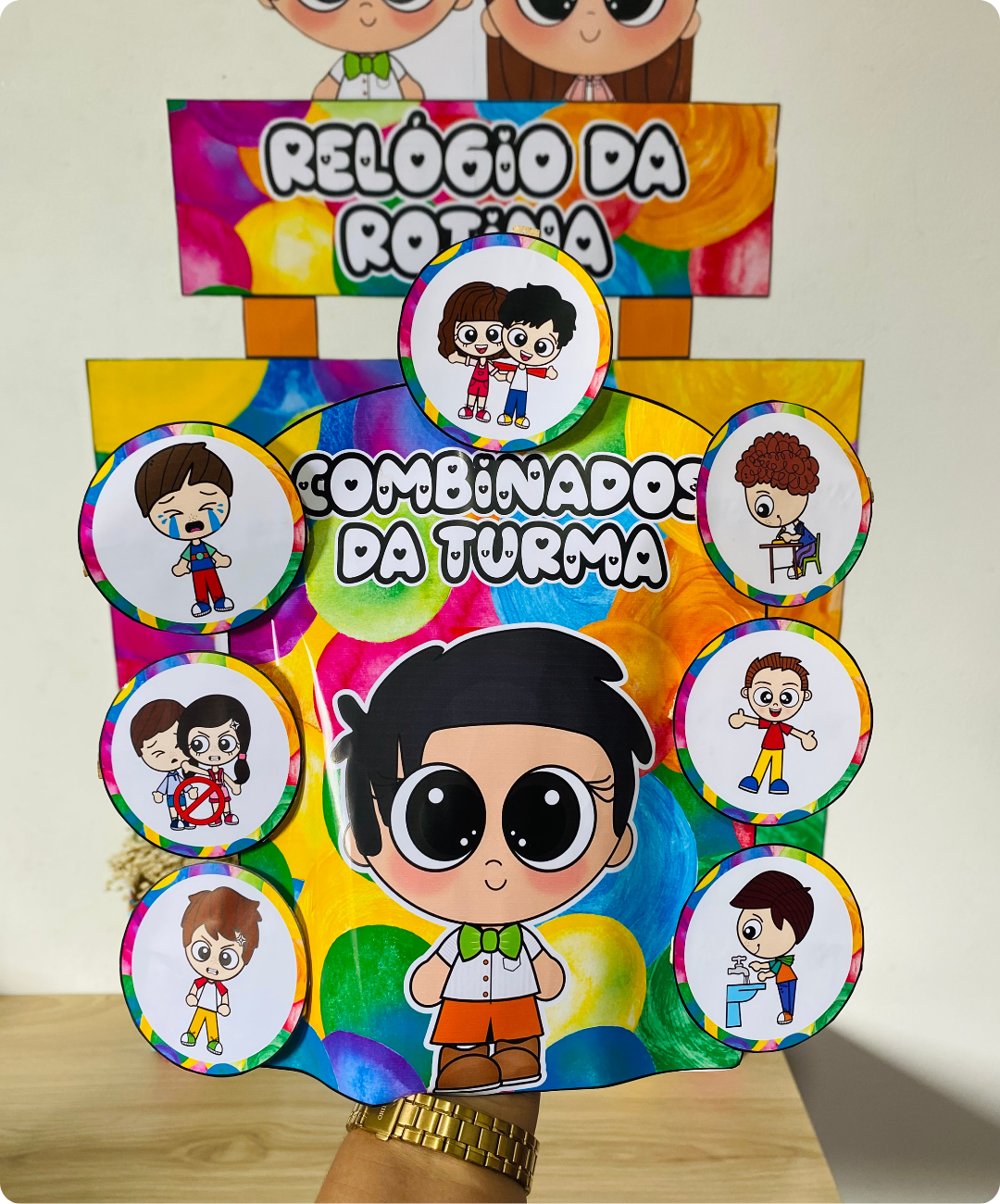 Cartaz de relógio da rotina para imprimir – Educação Infantil — amostra 5: Tenha um apoio para apresentar os momentos do…