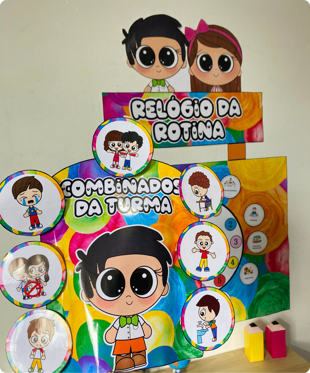 Cartaz de relógio da rotina para imprimir – Educação Infantil — amostra 6: Tenha um apoio para apresentar os momentos do…
