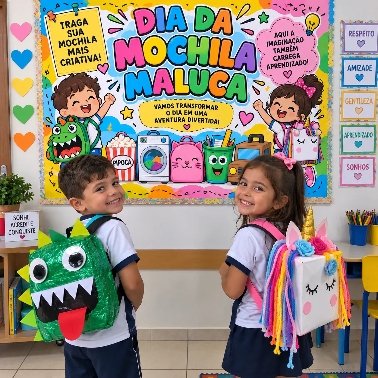 Cartaz decorativo dia da Mochila Maluca — Datas comemorativas para Todas as séries: 🌈 Cartaz Dia da Mochila Maluca Um…