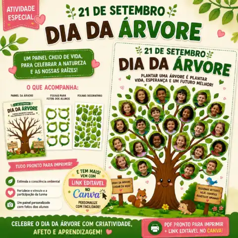 Cartaz Dia da Árvore Personalizado com Fotos dos Alunos — capa do material
