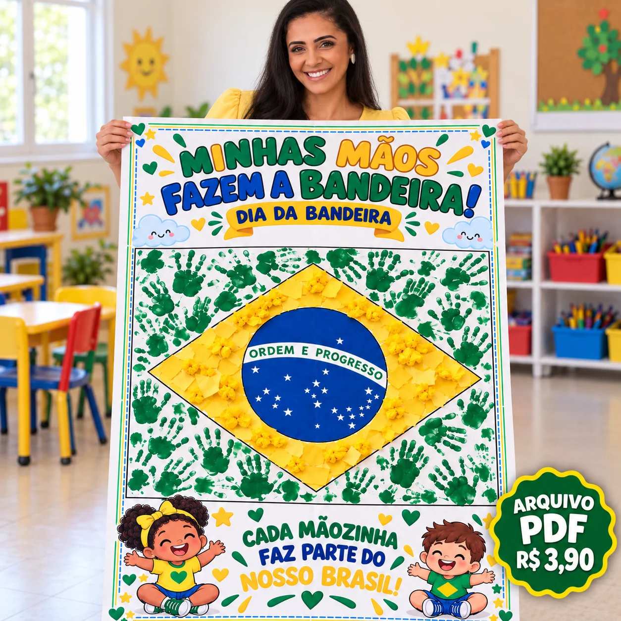 Cartaz Dia da Bandeira em PDF – Educação Infantil — amostra 3: Uma proposta criativa para o Dia da Bandeira