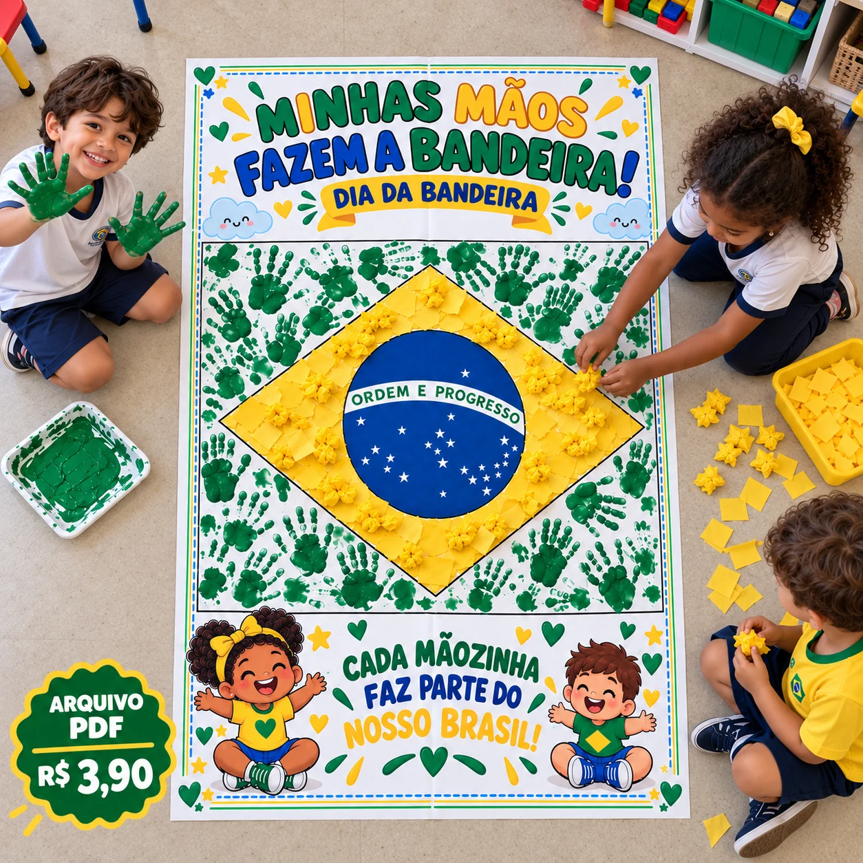 Cartaz Dia da Bandeira em PDF – Educação Infantil — amostra 4: Uma proposta criativa para o Dia da Bandeira
