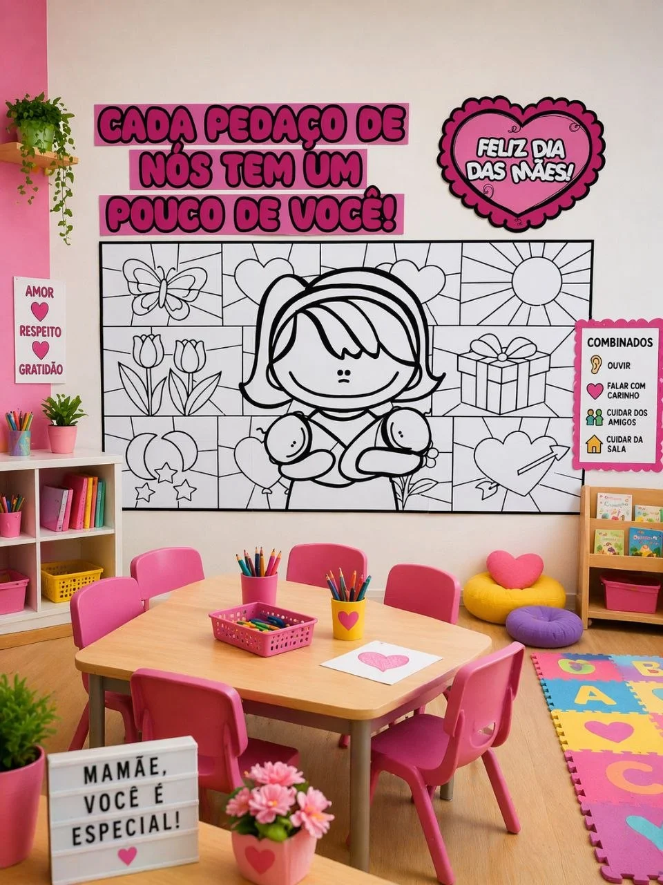 Cartaz Dia das Mães Pintura Colaborativa – Painel Coletivo para Imprimir (Educação Infantil) — capa do material