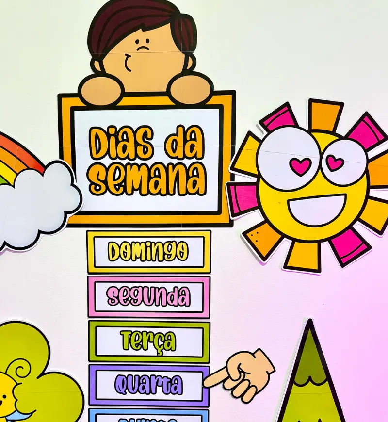 Cartaz Dias da Semana em PDF para Imprimir e Decorar a Sala — amostra 5: Organize um espaço de referência para os dias da…