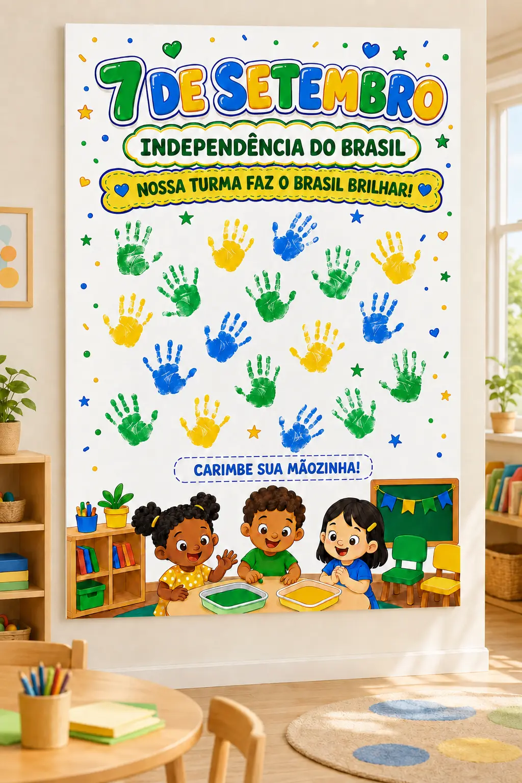 Cartaz Interativo 7 de Setembro para Educação Infantil — amostra 1: Cartaz interativo de 7 de Setembro para Educação Infantil