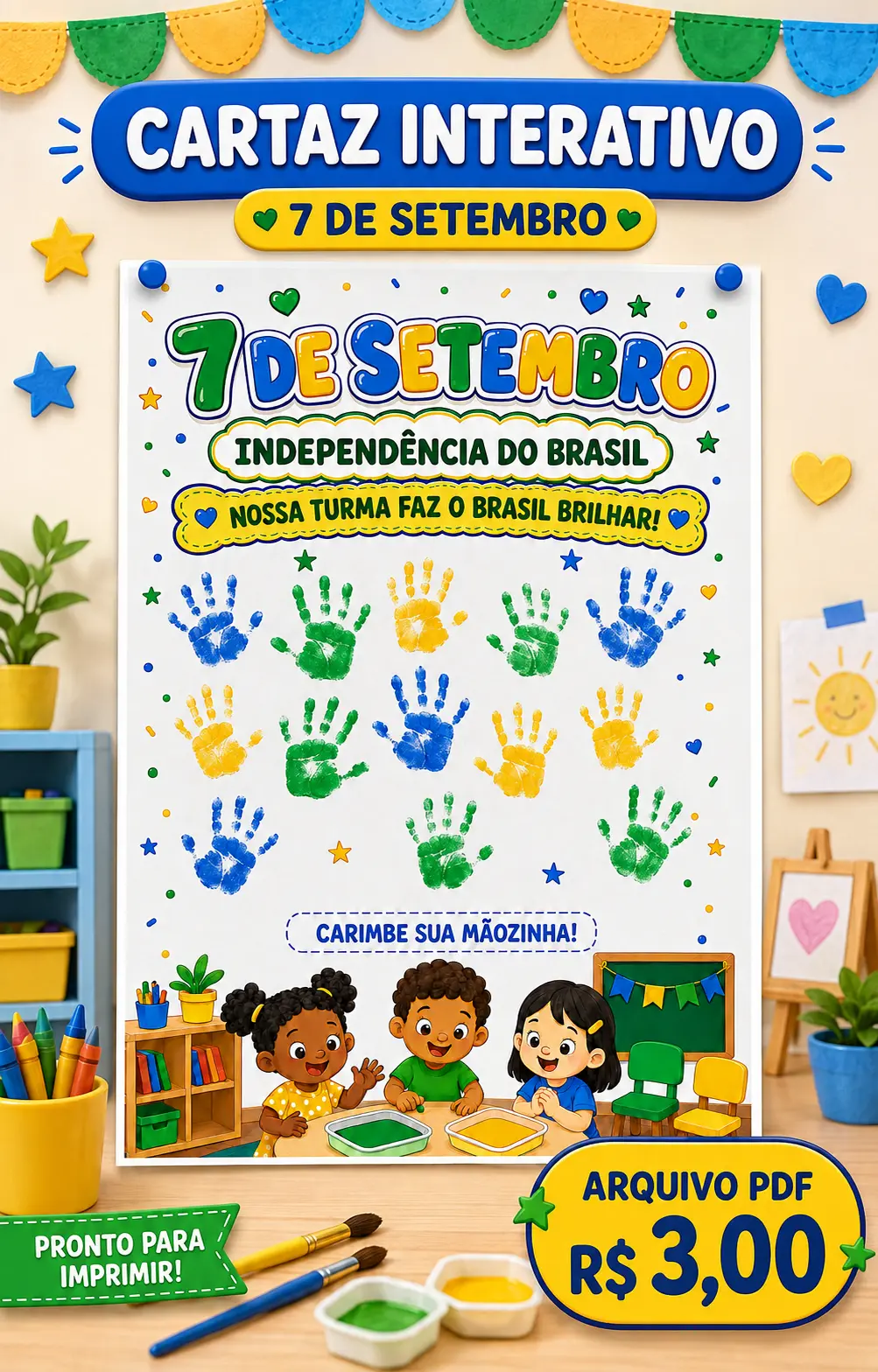 Cartaz Interativo 7 de Setembro para Educação Infantil — capa do material