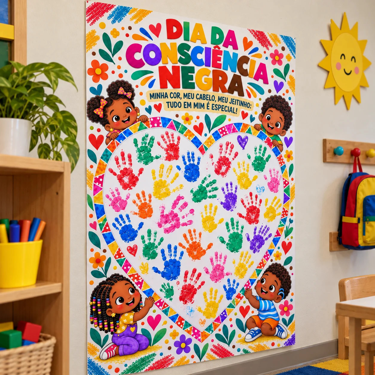 Cartaz Interativo Consciência Negra – Educação Infantil PDF — amostra 3: Um painel colorido e interativo para trabalhar…