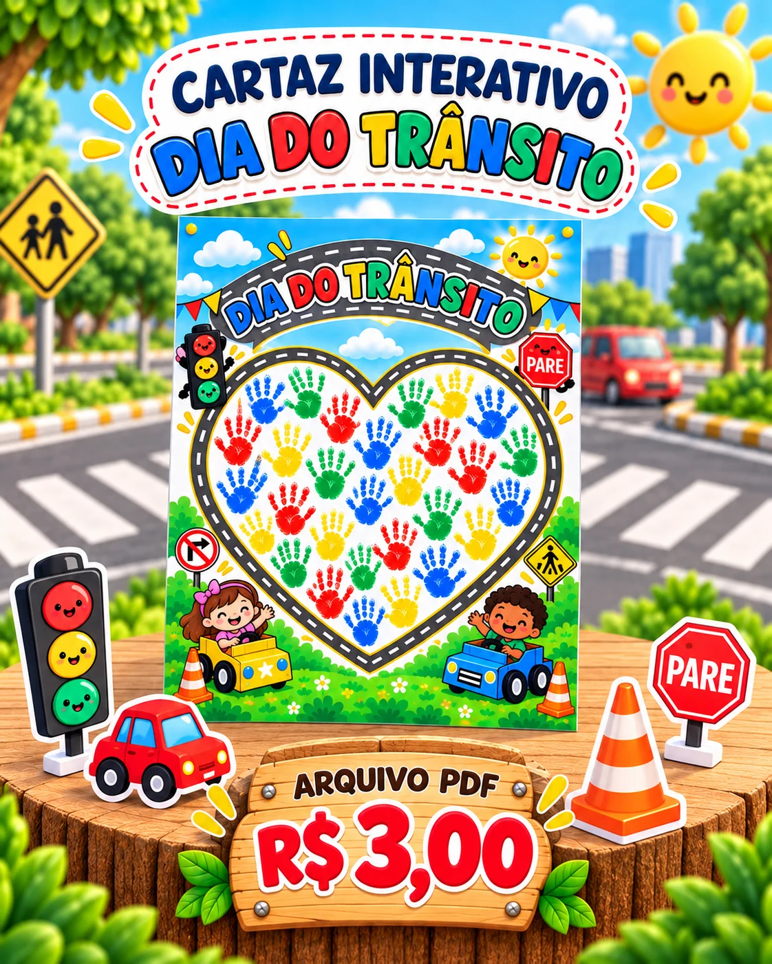 Cartaz Interativo Dia do Trânsito – Educação Infantil PDF — amostra 2: O que está incluído no arquivo? Cartaz Interativo Dia do Trânsito – Educação Infantil PDF — amostra 2: O que está incluído no arquivo?