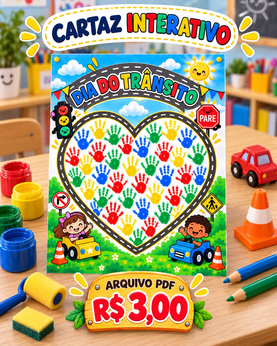 Cartaz Interativo Dia do Trânsito – Educação Infantil PDF — capa do material