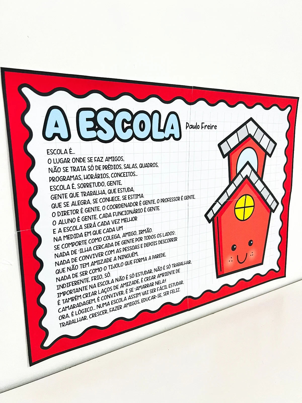 Cartaz + Luva Poema “A Escola” | Atividade de Leitura Interativa Educação Infantil — amostra 3: O Cartaz e Luva Poema: A…