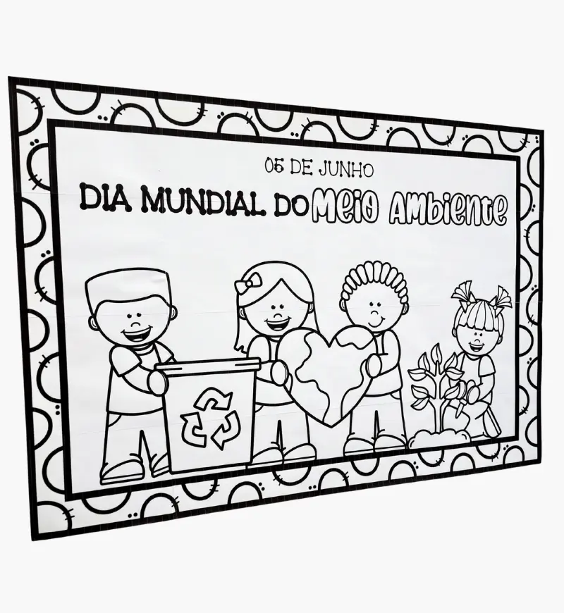 Cartaz Meio Ambiente para Colorir em Pintura Coletiva — amostra 1: Cartaz de Meio Ambiente para pintura coletiva