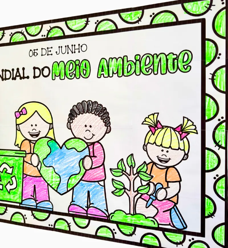 Cartaz Meio Ambiente para Colorir em Pintura Coletiva — amostra 2: O que vem no material