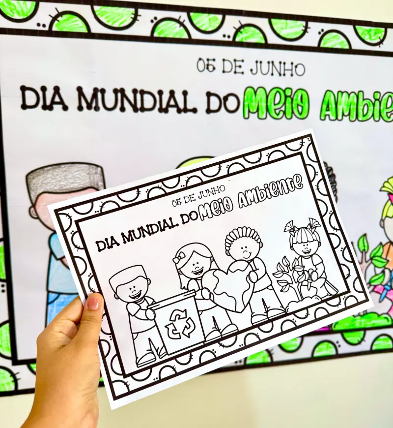 Cartaz Meio Ambiente para Colorir em Pintura Coletiva — amostra 5: Promova a participação da turma com um cartaz de Meio…