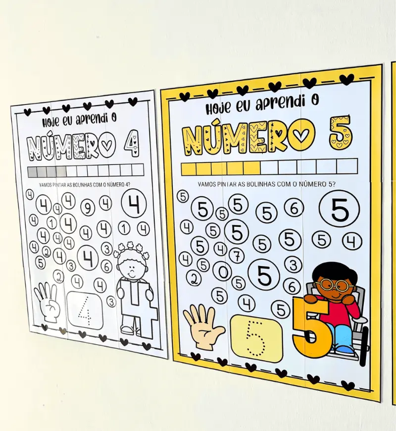 Cartaz Numerais de 1 a 10 em PDF: Colorido e para Colorir — amostra 2: O que vem no material