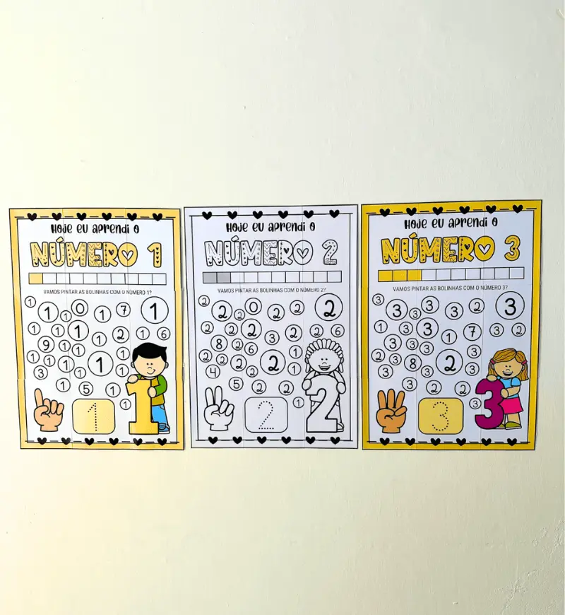 Cartaz Numerais de 1 a 10 em PDF: Colorido e para Colorir — amostra 3: Como usar os cartazes em sala de aula
