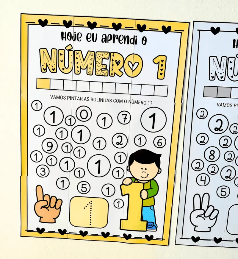 Cartaz Numerais de 1 a 10 em PDF: Colorido e para Colorir — amostra 5: Explore traçado, contagem oral e representação de…