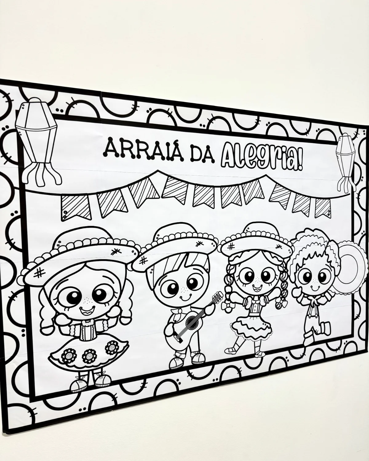 Cartaz para Colorir Festa Junina – Painel Interativo — Datas comemorativas para Educação Infantil: Cartaz gigante para…
