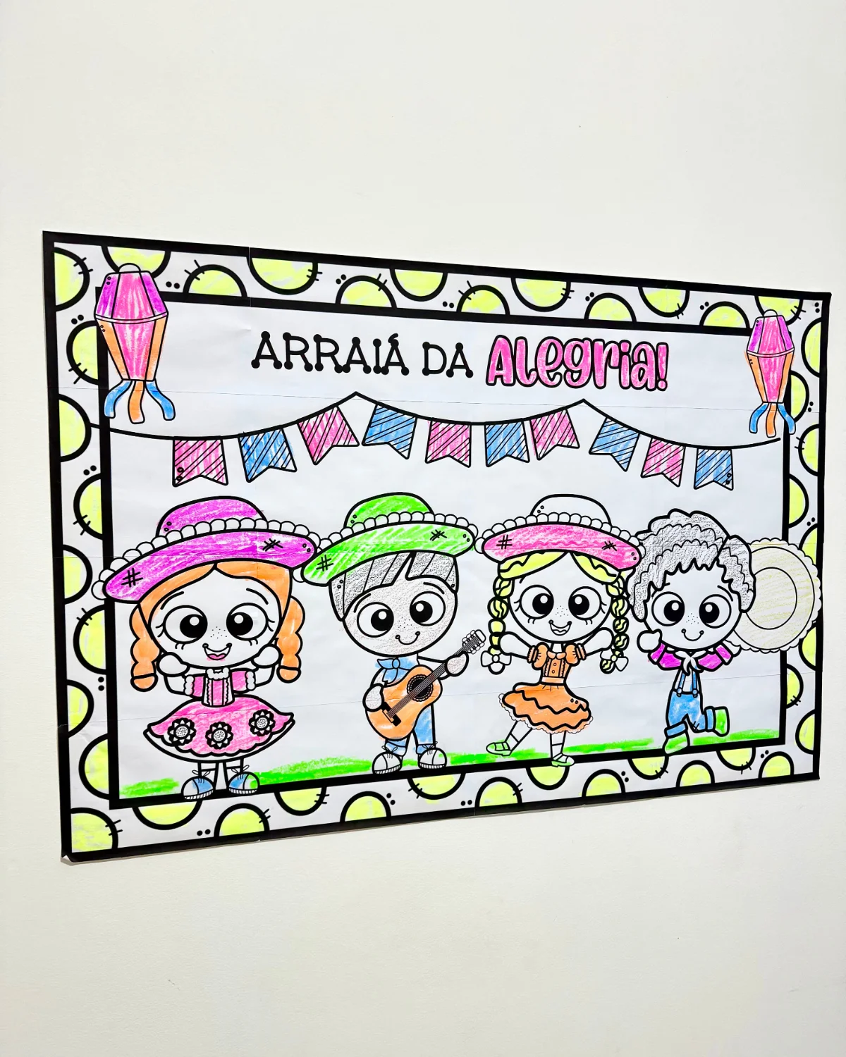 Cartaz para Colorir - Tema Festa Junina – PDF para Imprimir — amostra 4: Formato e entrega