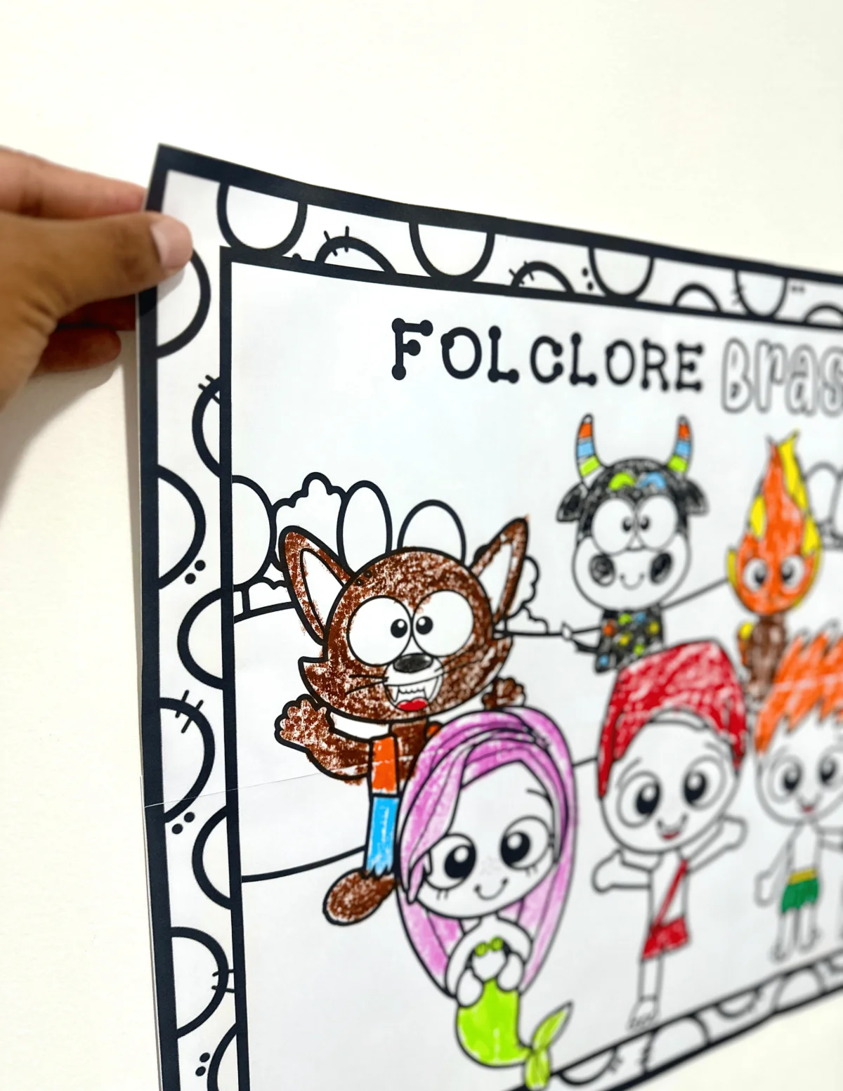 Cartaz para Pintura Coletiva – Folclore Brasileiro — amostra 1: Disponível em dois tamanhos: 8 folhas A4 e 16 folhas A4