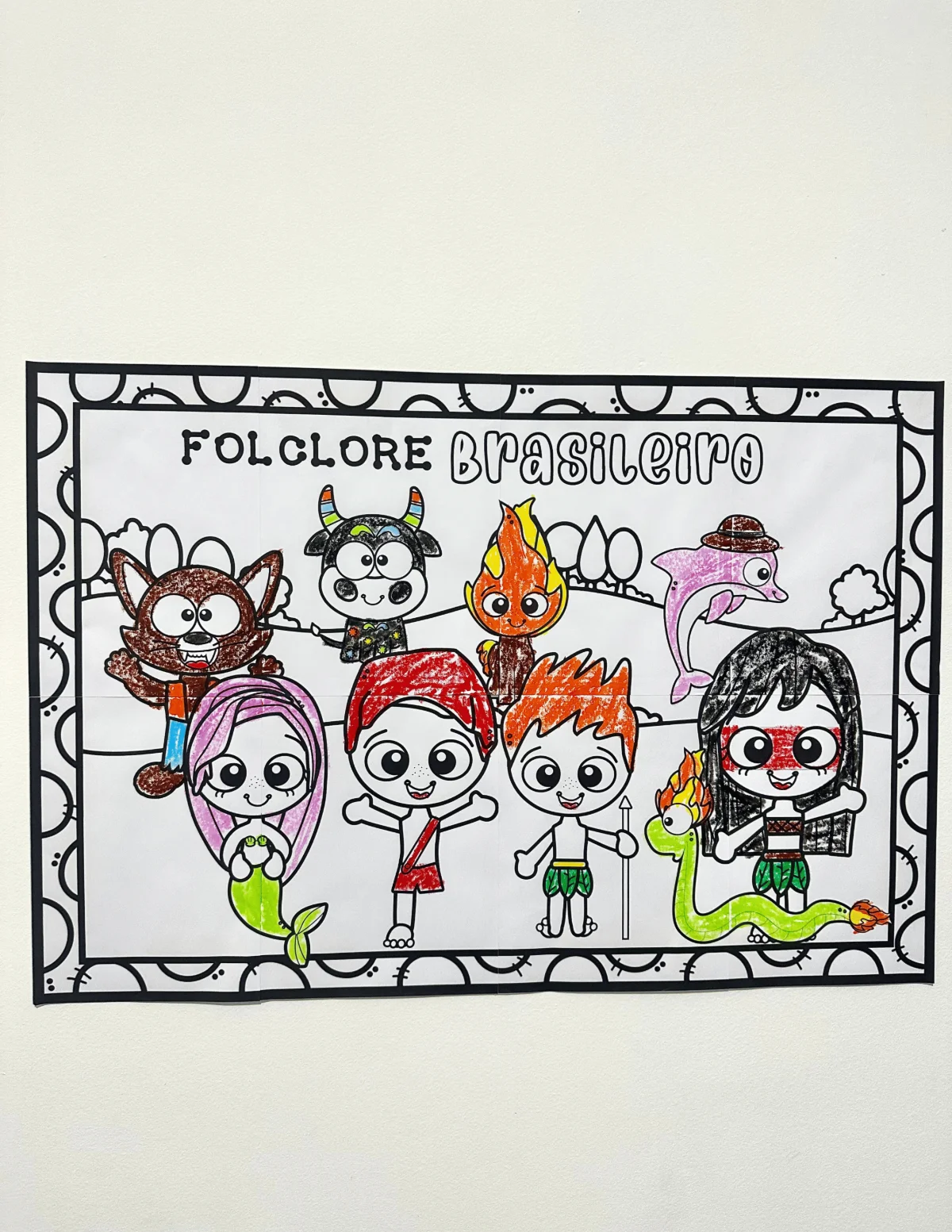 Cartaz para Pintura Coletiva – Folclore Brasileiro — amostra 4: Disponível em dois tamanhos: 8 folhas A4 e 16 folhas A4
