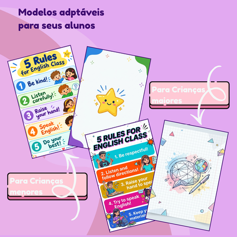 Cartaz Regras Aula de Inglês Grátis: Fundamental 1 PDF — amostra 1: Por que este material é diferente?