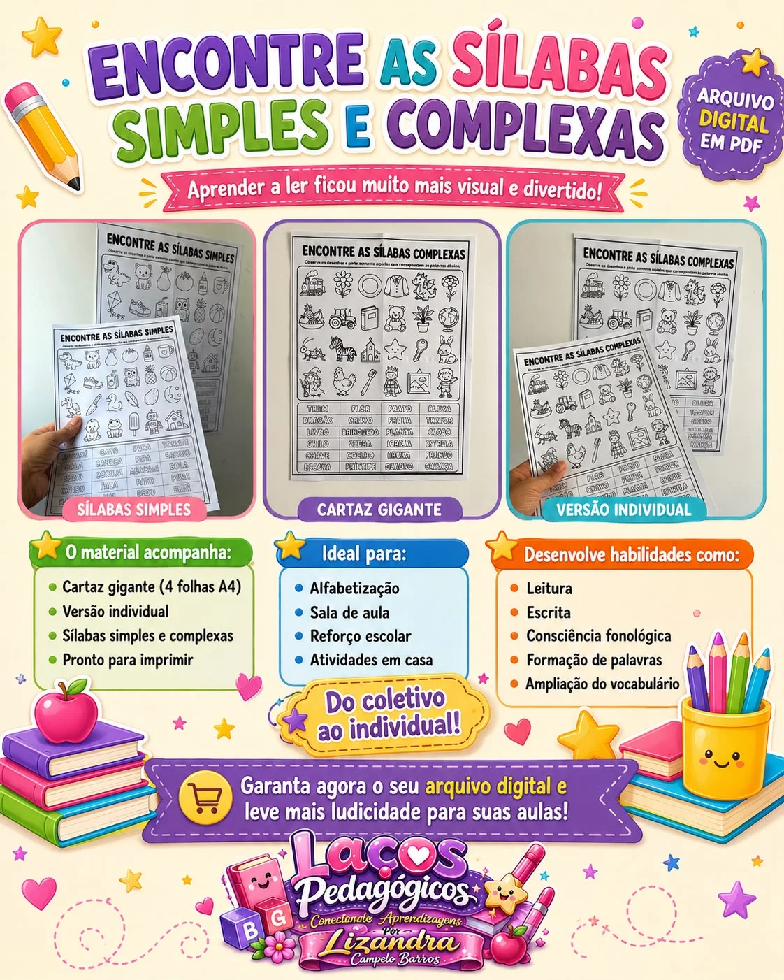 Cartaz Sílabas Simples E Complexas — capa do material