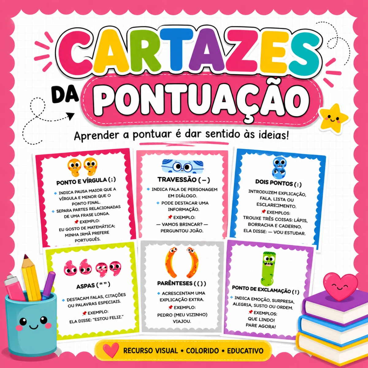Cartazes: Sinais de Pontuação DO 1º AO 5º aNO — Alfabetização para 5º ano: Cartazes: Sinais de Pontuação é um recurso…