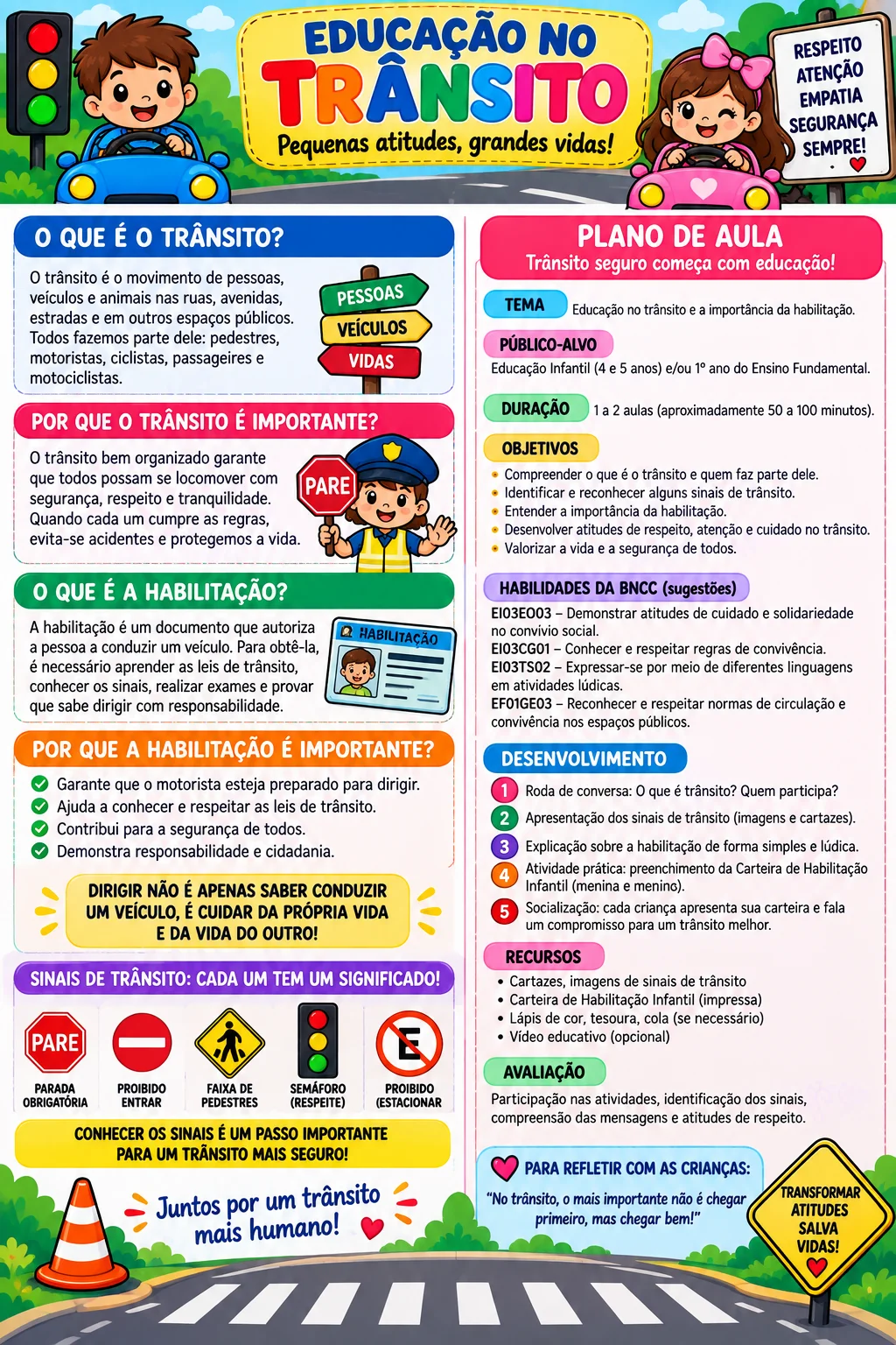🚦 Carteira de Habilitação Infantil – Menina e Menino Torne a aprendizagem sobre segurança no trânsito mais divertida com a…