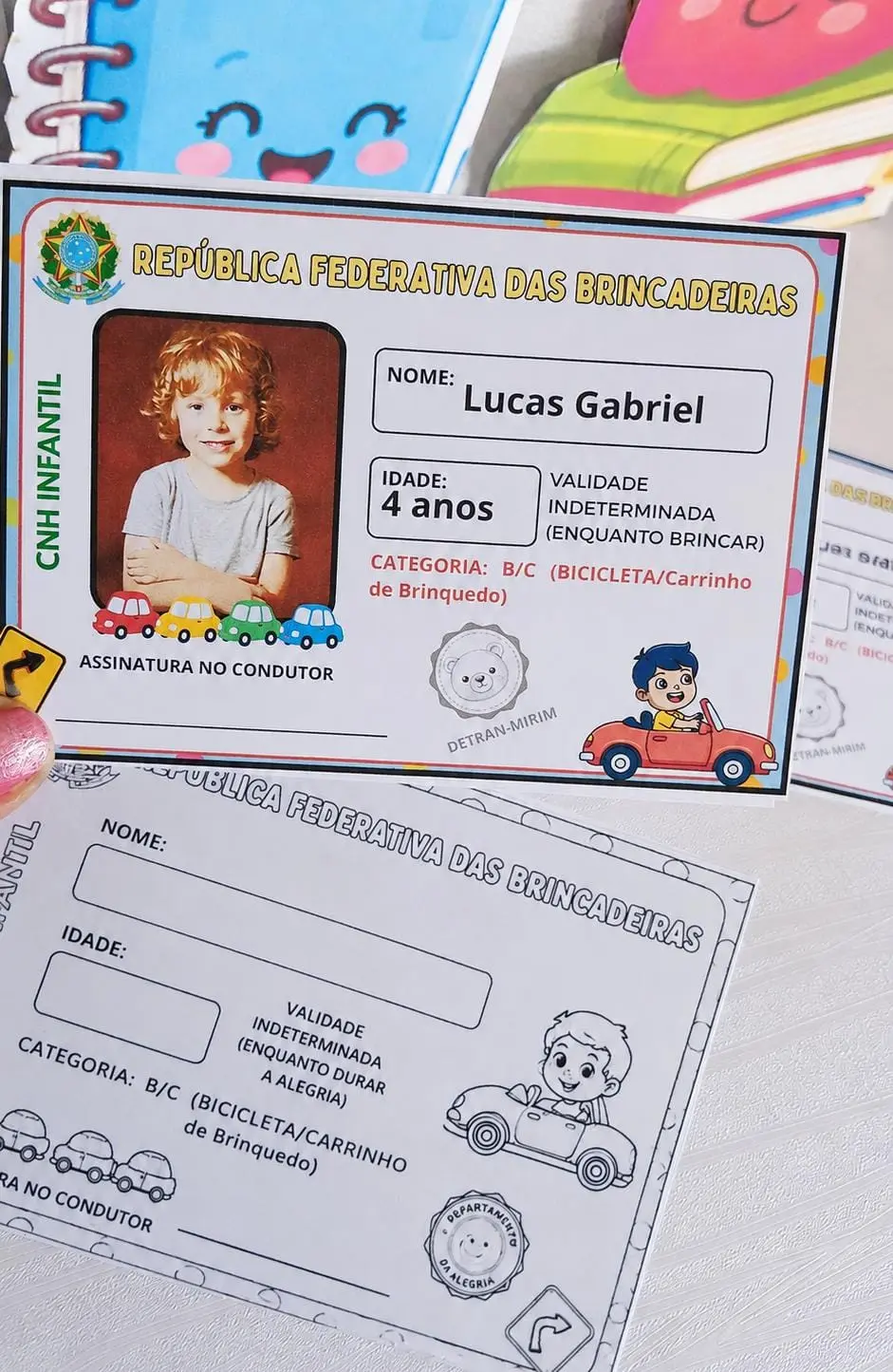 Carteira de Motorista Infantil Editável – Educação no Trânsito — amostra 3: Carteira de motorista infantil editável com…