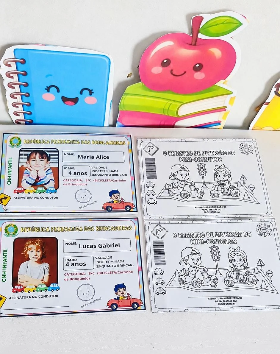 Carteira de Motorista Infantil Editável - Semana do Trânsito — amostra 3: Recurso lúdico para trabalhar Educação no…