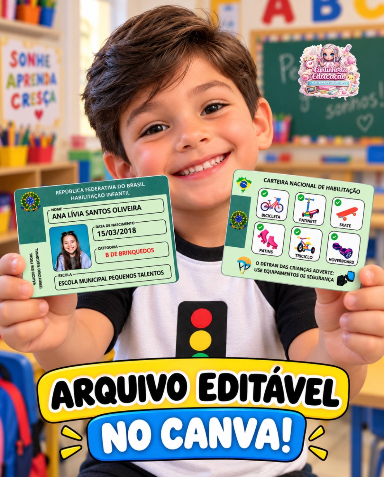 CARTEIRA NACIONAL DE HABILITAÇÃO INFANTIL – EDITÁVEL — capa do material