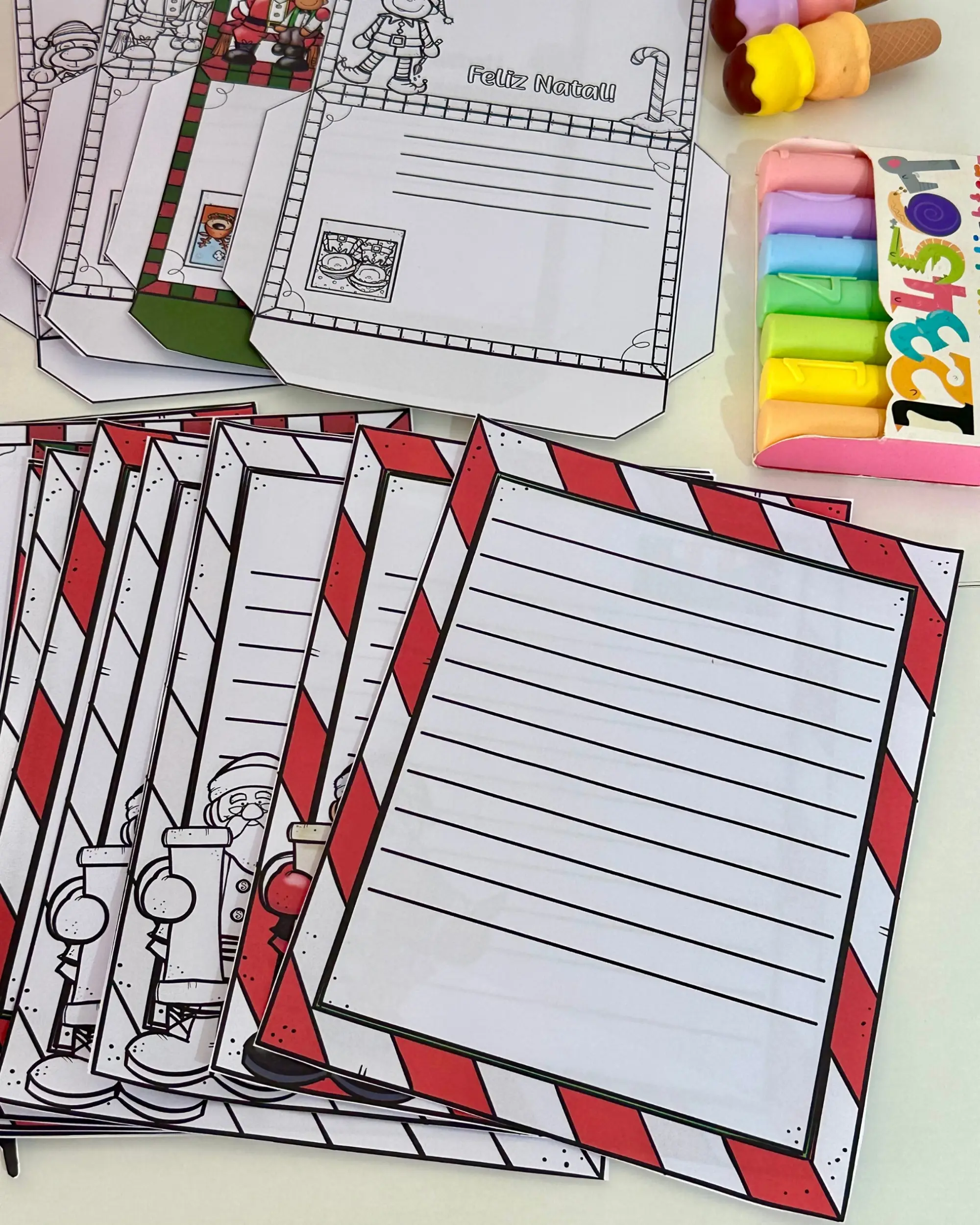 Cartinhas de Natal para Imprimir: Kit com Envelopes e Caixa de Correio — amostra 3: Kit de cartinhas de Natal em PDF, com…