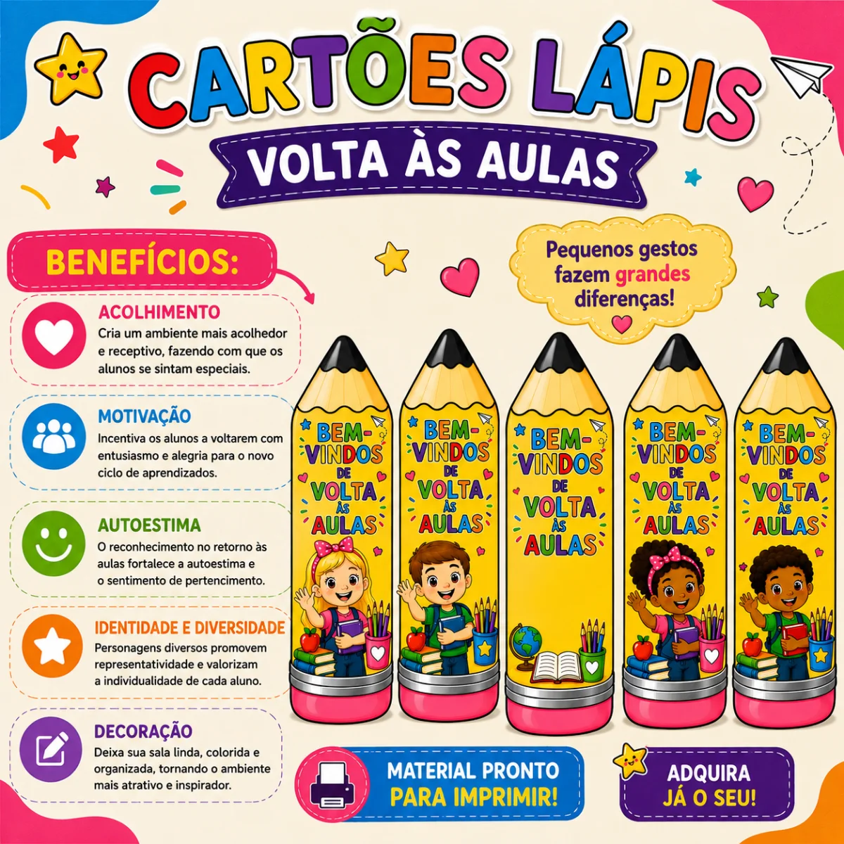 Cartões com formato Lápis - Volta às Aulas — amostra 1: Os personagens que compõem o arquivo Cartões Lápis Volta às Aulas… Cartões com formato Lápis - Volta às Aulas — amostra 1: Os personagens que compõem o arquivo Cartões Lápis Volta às Aulas…