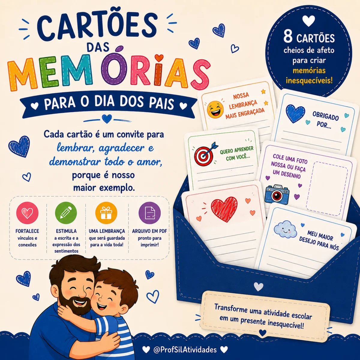 Cartões das Memórias para o Dia dos Pais — amostra 1: Fortalecer os vínculos afetivos entre a criança e seu pai ou figura…