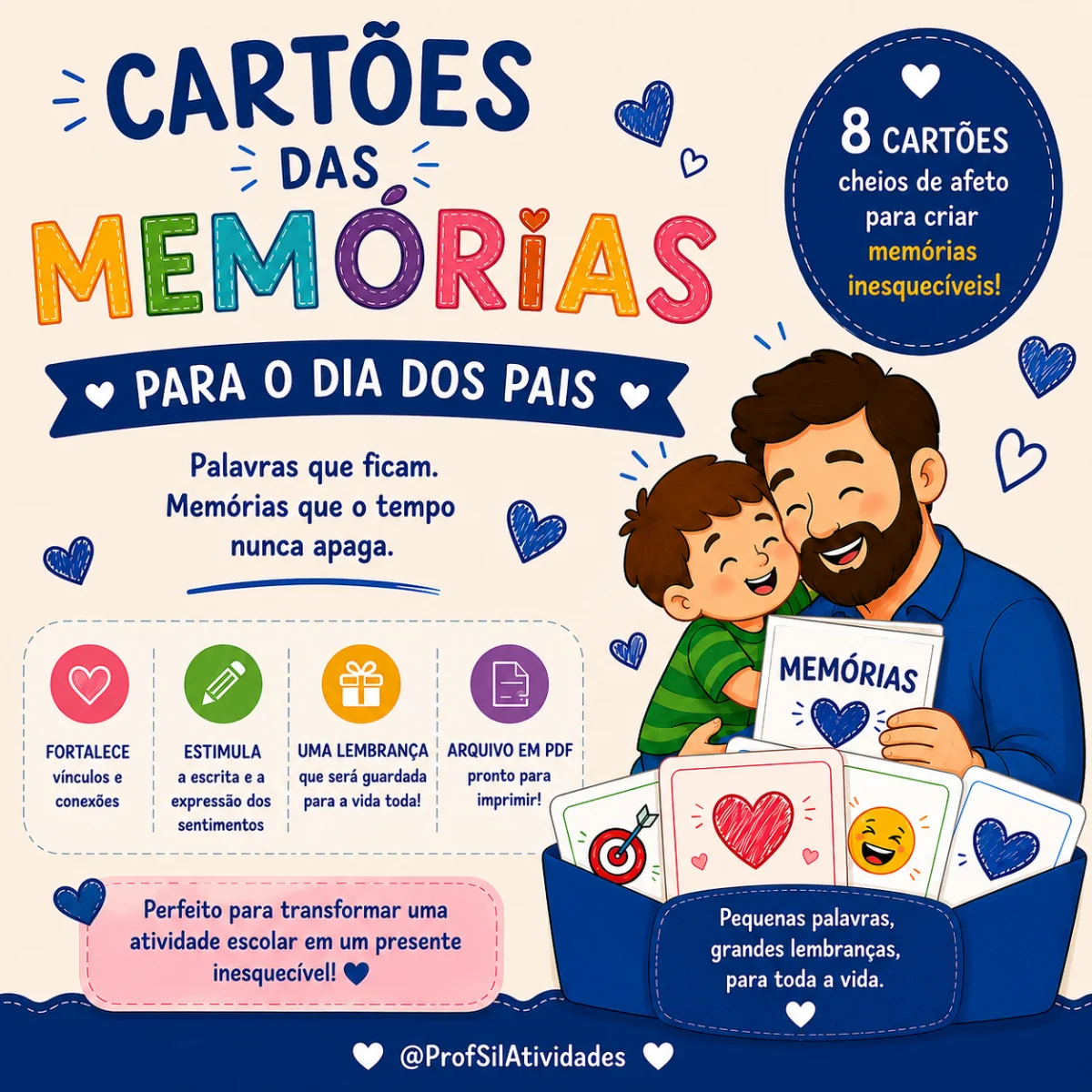 Cartões das Memórias para o Dia dos Pais — amostra 2: Fortalecer os vínculos afetivos entre a criança e seu pai ou figura…