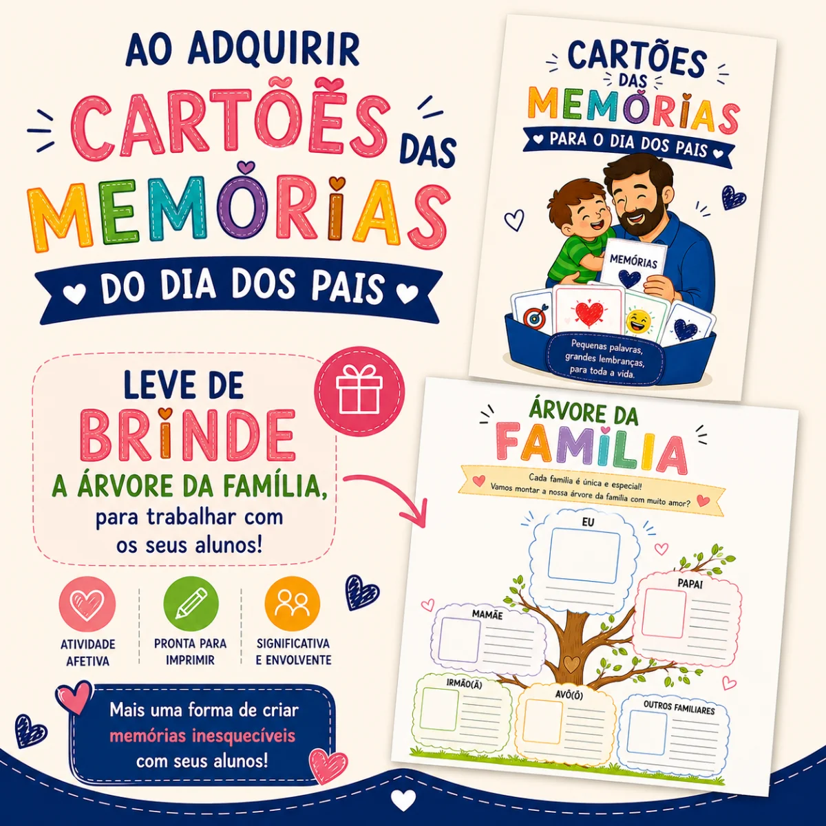 Cartões das Memórias para o Dia dos Pais — amostra 3: Fortalecer os vínculos afetivos entre a criança e seu pai ou figura…
