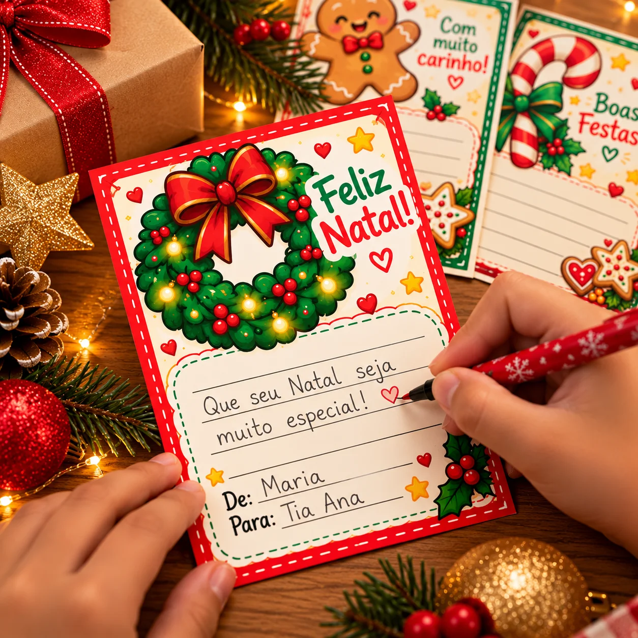 🎄 CARTÕES DE NATAL COLORIDOS — PRONTOS PARA IMPRIMIR! 🎁 — amostra 3: Deixe o Natal das crianças ainda mais especial com…