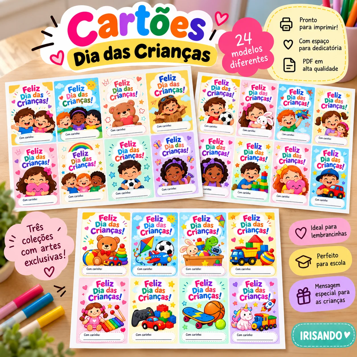 Cartões Dia das Crianças – 24 Modelos para Imprimir — amostra 1: Celebre o Dia das Crianças com uma lembrança simples,…