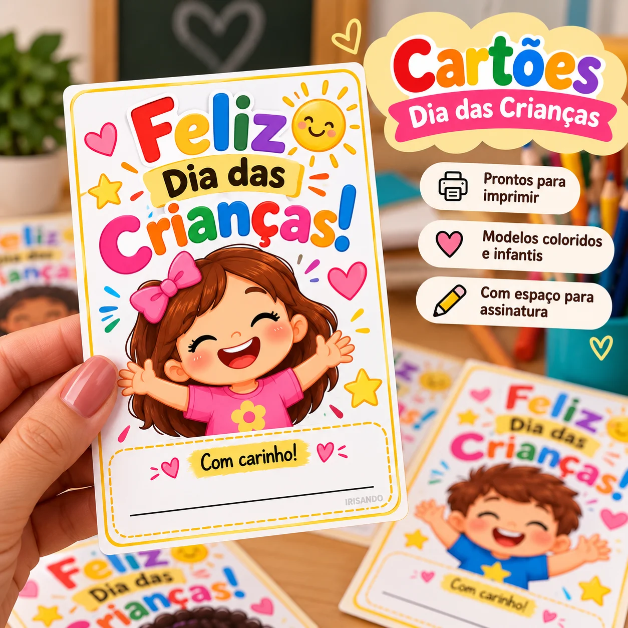 Cartões Dia das Crianças – 24 Modelos para Imprimir — amostra 3: Celebre o Dia das Crianças com uma lembrança simples,…