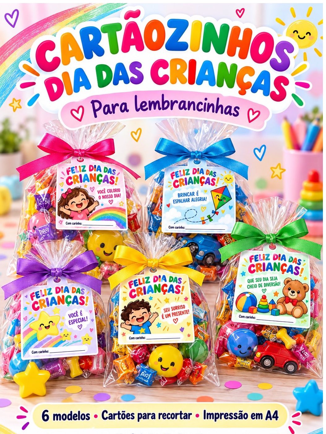Cartões Dia das Crianças para Lembrancinhas – 6 Modelos A4 — Alfabetização para Educação Infantil: 6 modelos de cartões do…