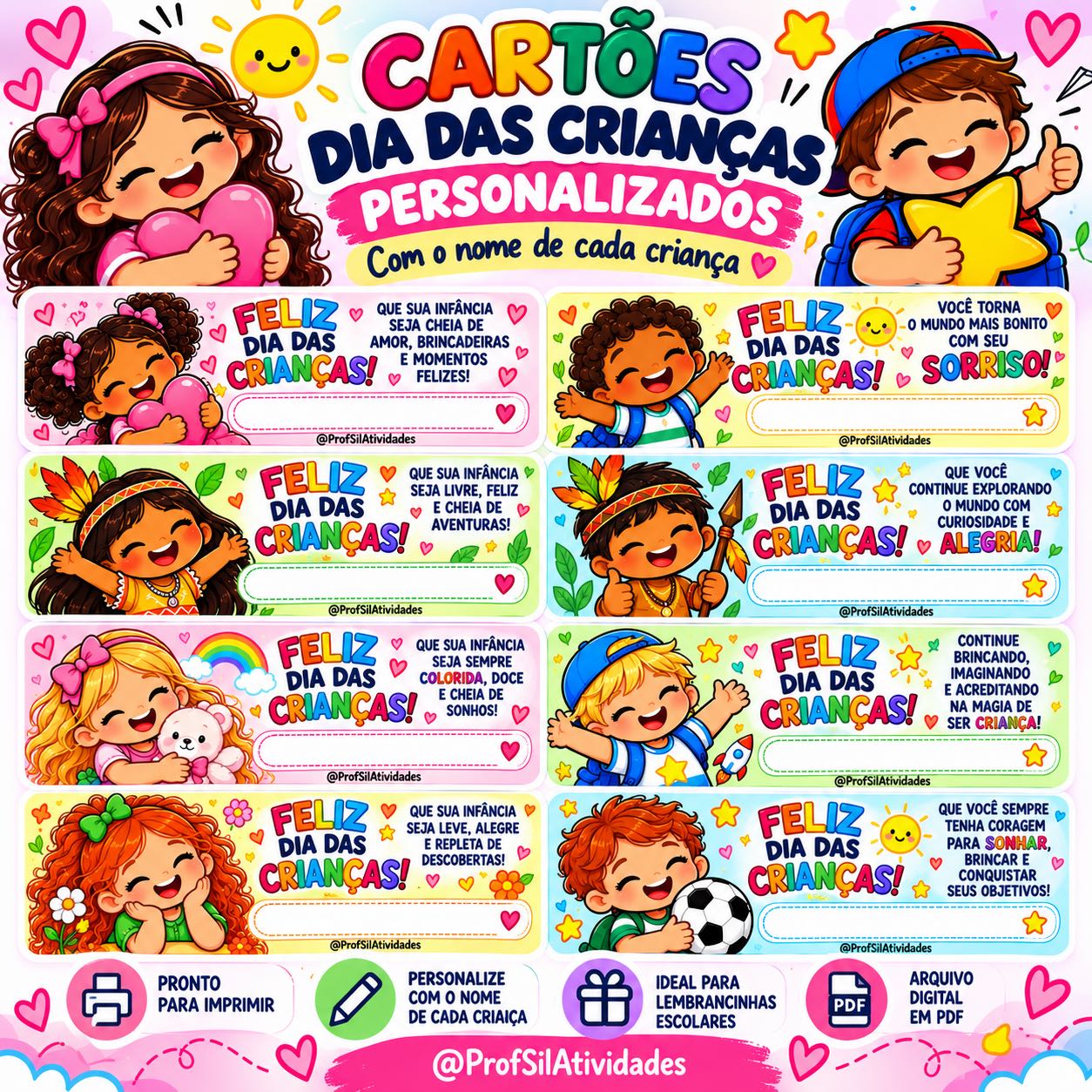 Cartões Dia das Crianças Personalizados com Nome — amostra 3: Deixe o Dia das Crianças ainda mais especial com cartões…