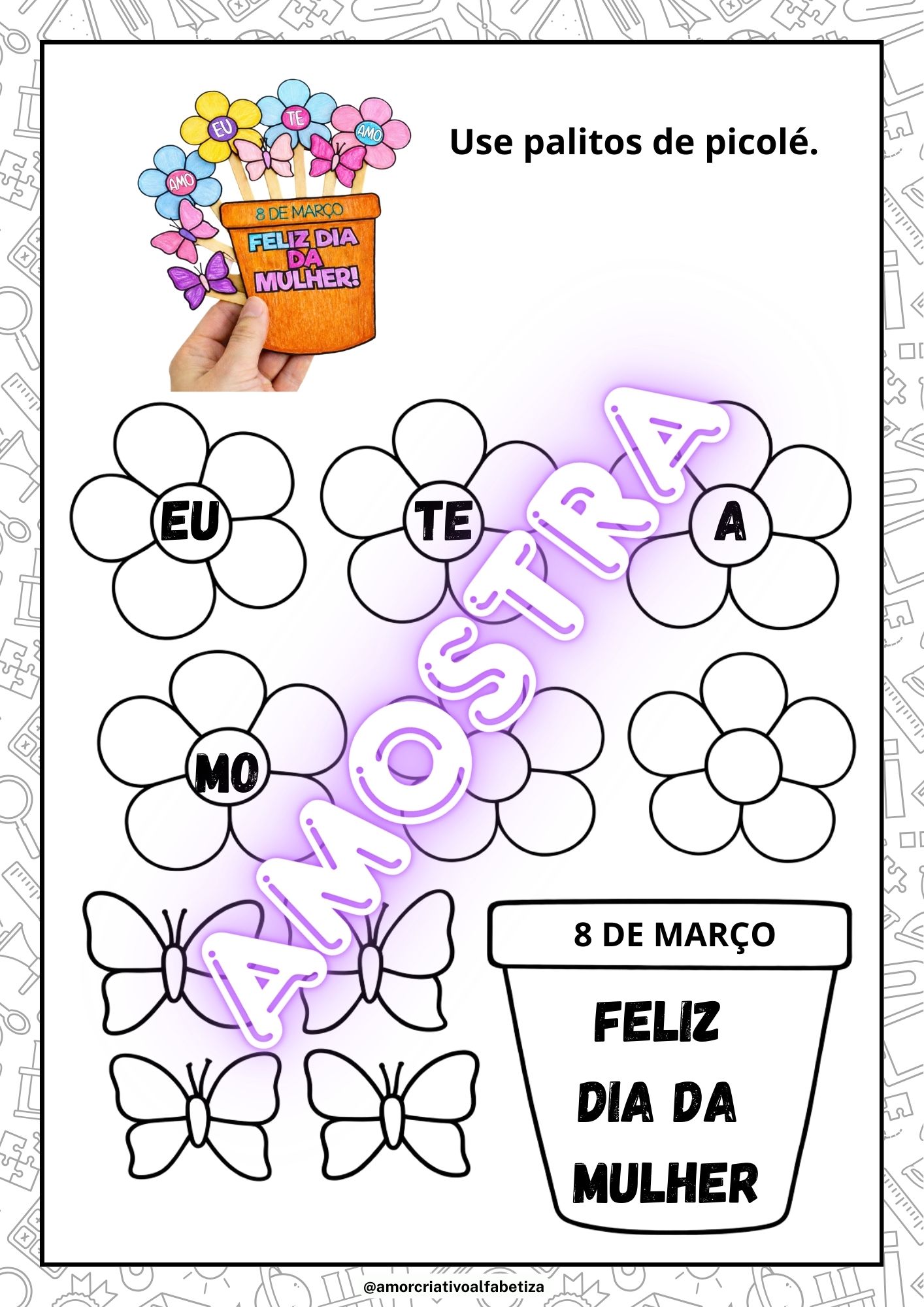 Cartões Dia Internacional da Mulher – Material Pedagógico — amostra 2: Cartões Dia Internacional da Mulher