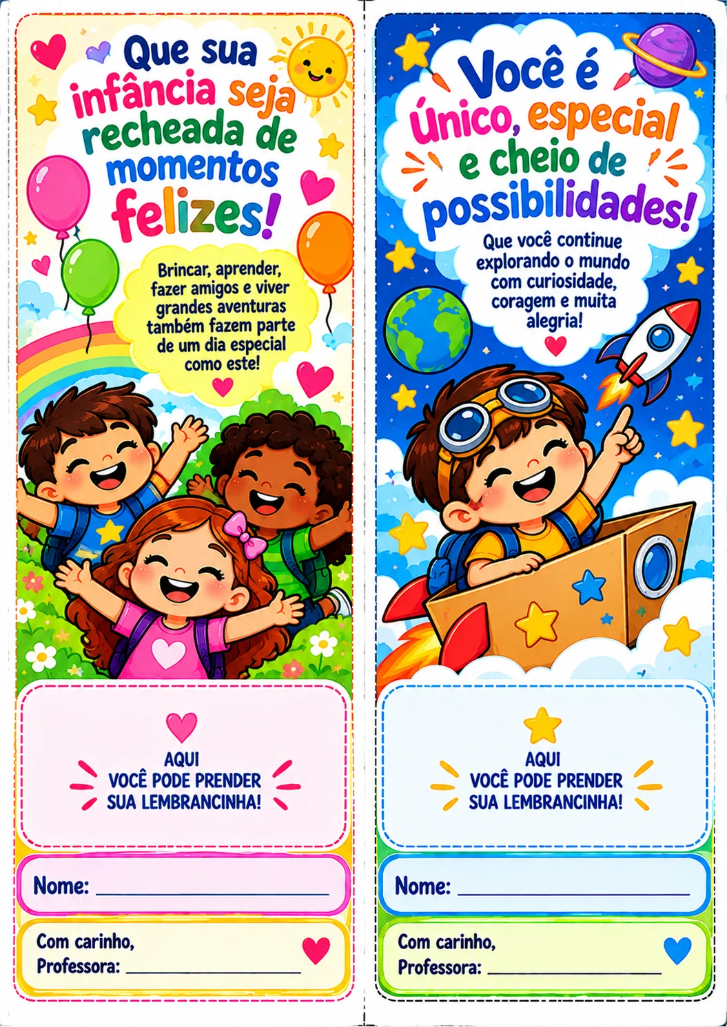 Cartões Lembrancinha Dia das Crianças – 10 Modelos — amostra 2: Produto digital. Nenhum material físico será enviado.